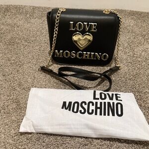 Love Moschino Black Crossbody Bag with Gold Accents